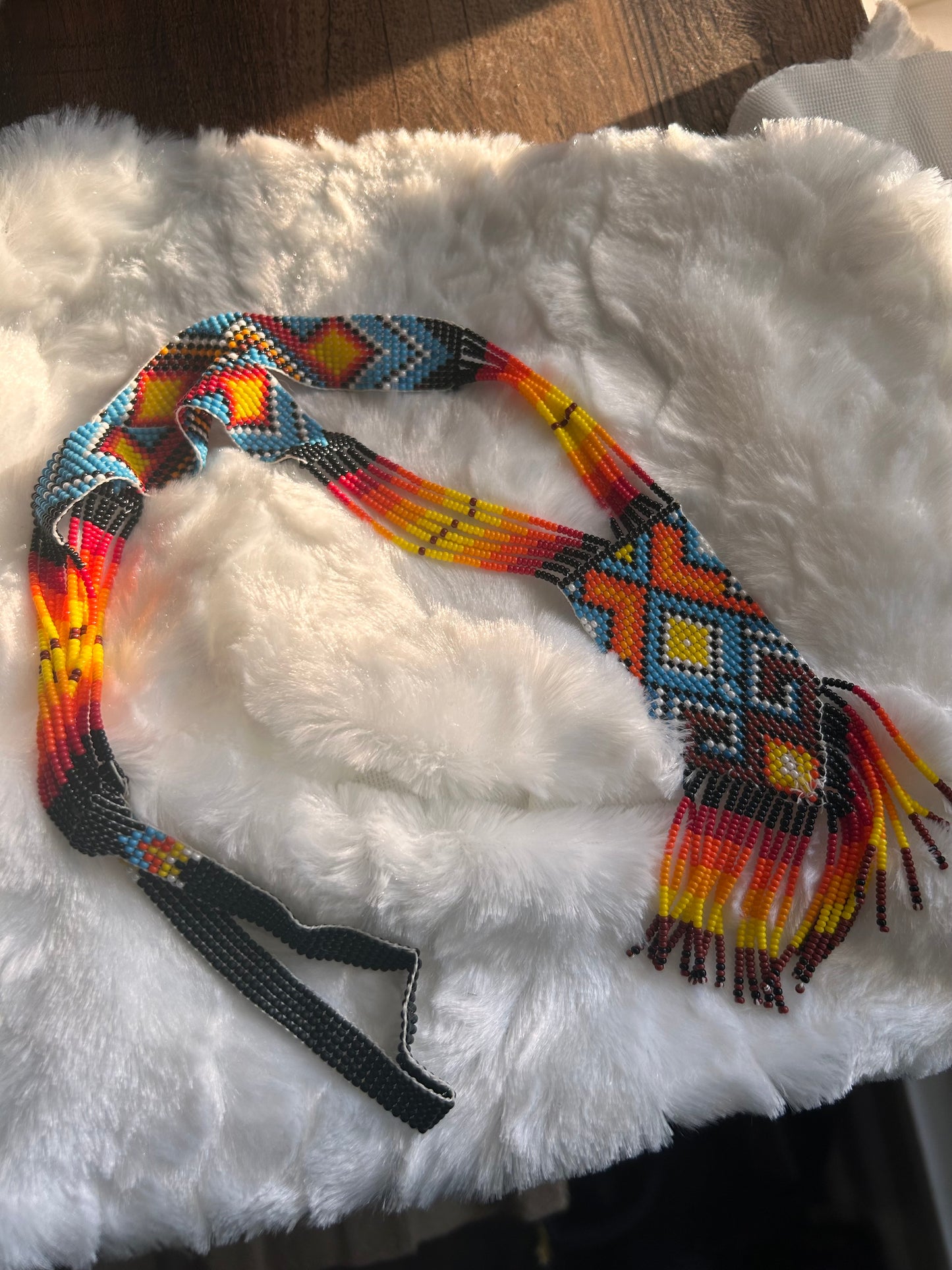 Fire color fringe necklace