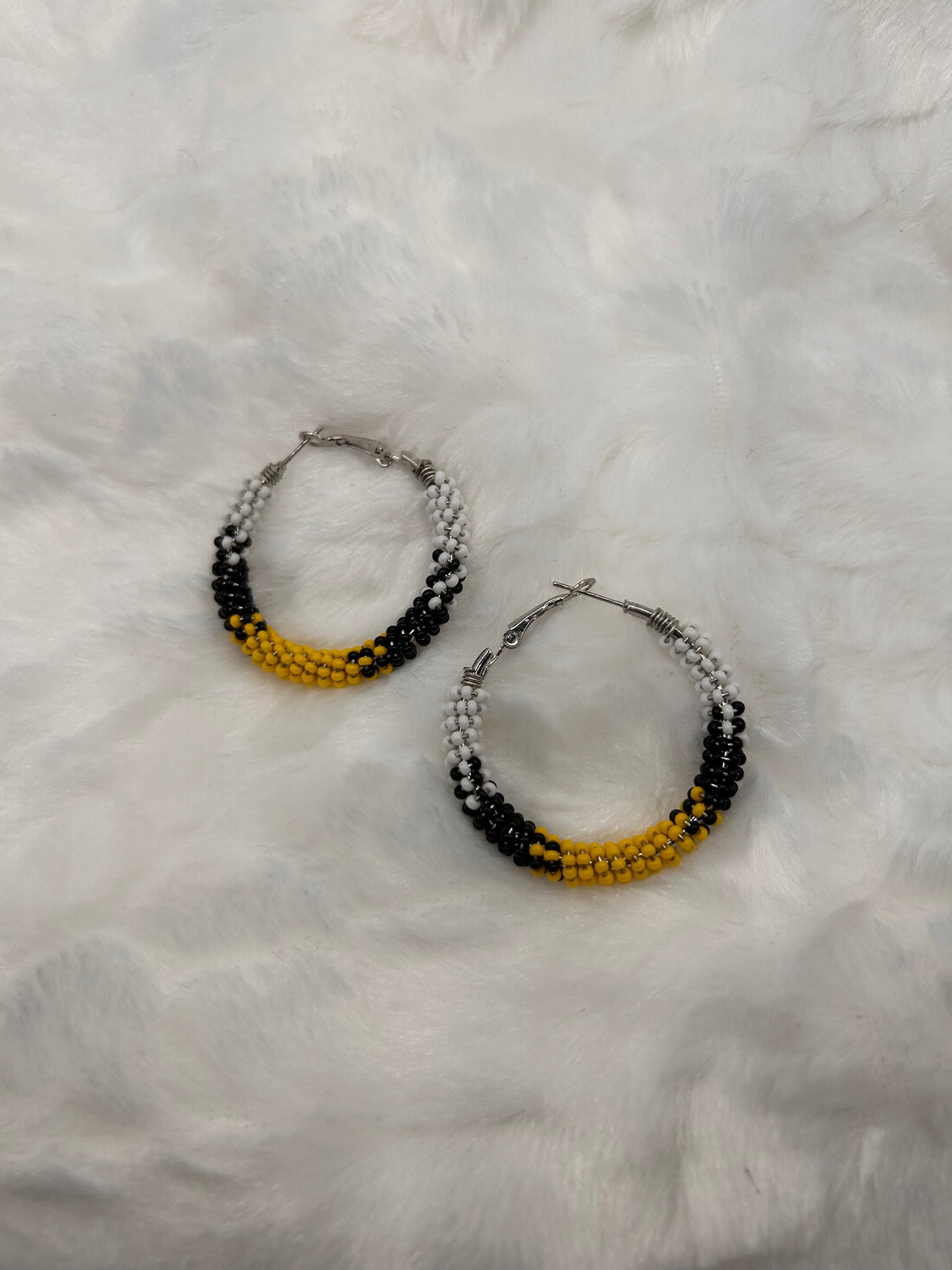 Small black, white & yellow hoops