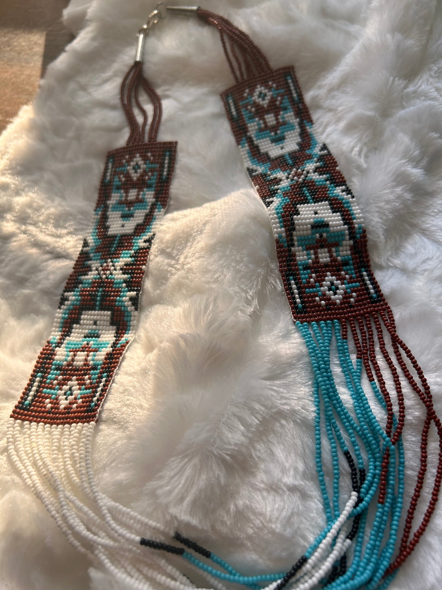 Brown, white & turquoise necklace