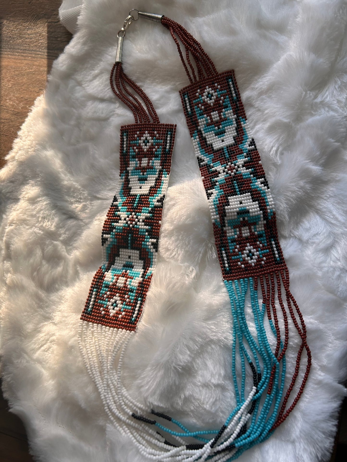 Brown, white & turquoise necklace